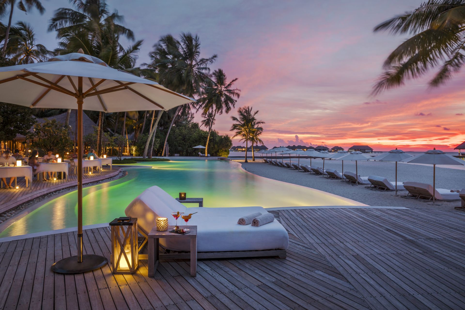 Aftenstemning på Como Maalifushi, Maldiverne