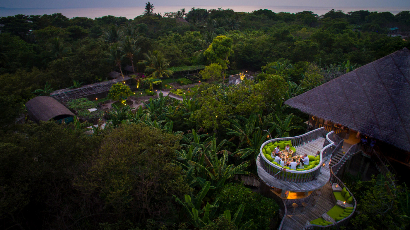 Restauranten Fresh in the Garden på Soneva Fushi, Maldiverne