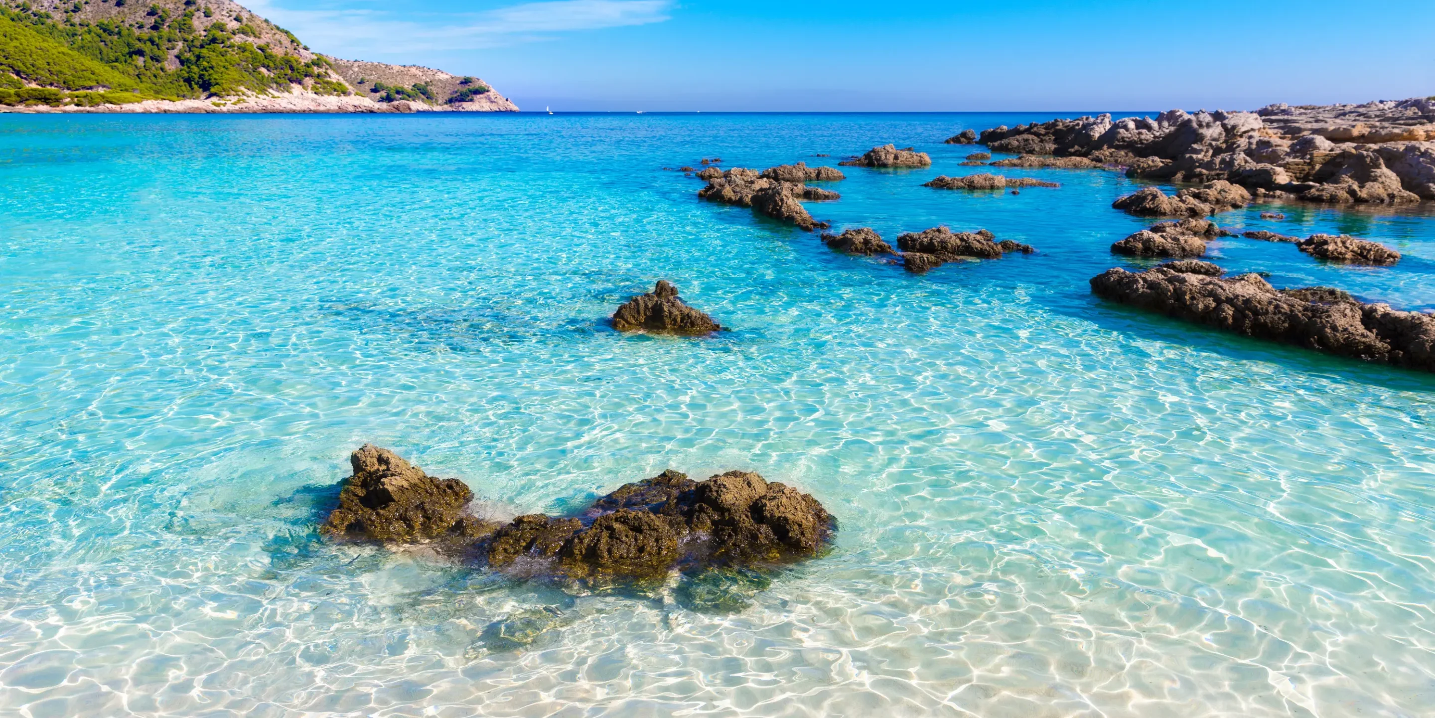 Cala Agulla stranden på Mallorca, Spanien