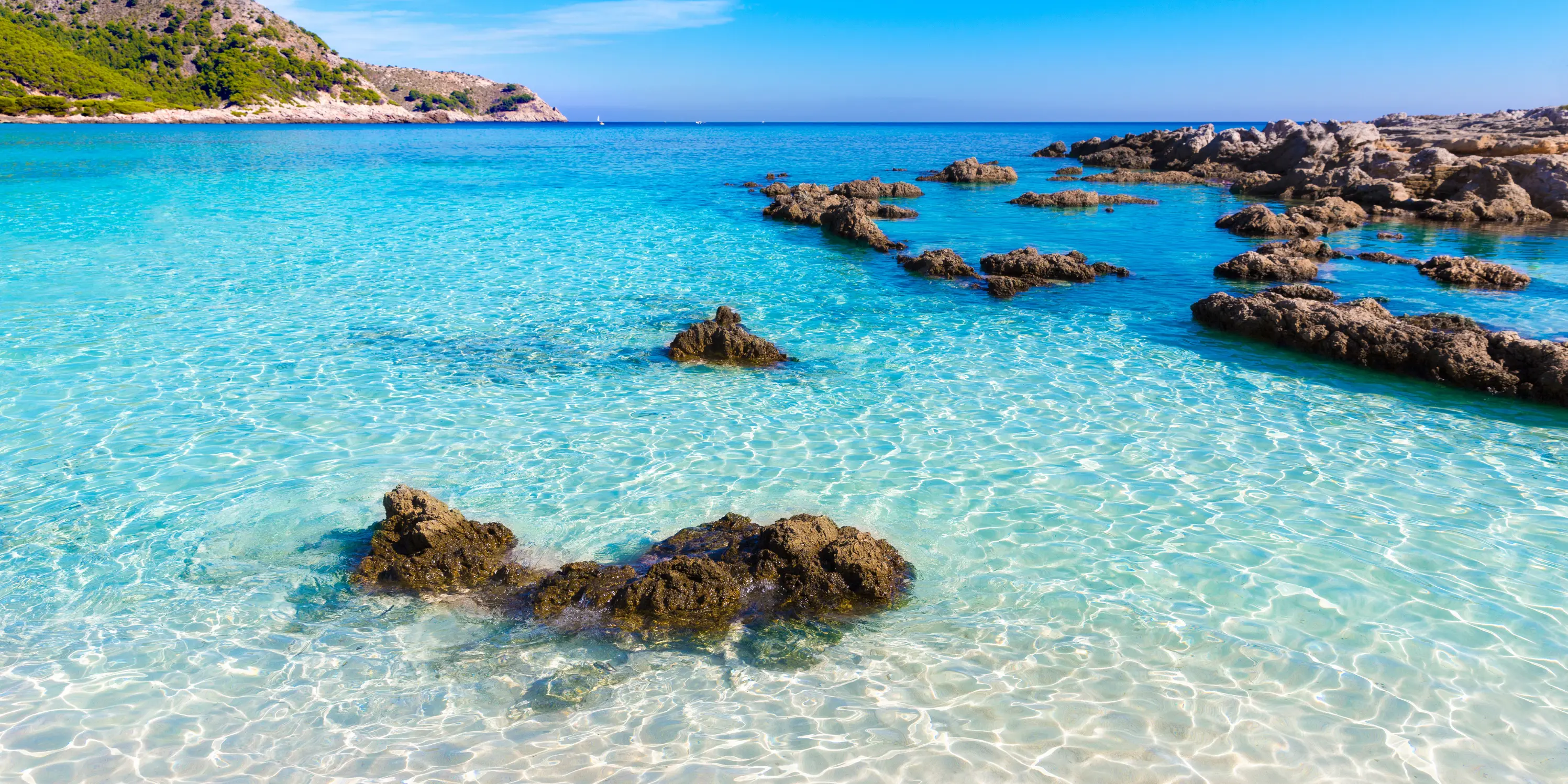 Cala Agulla stranden på Mallorca, Spanien