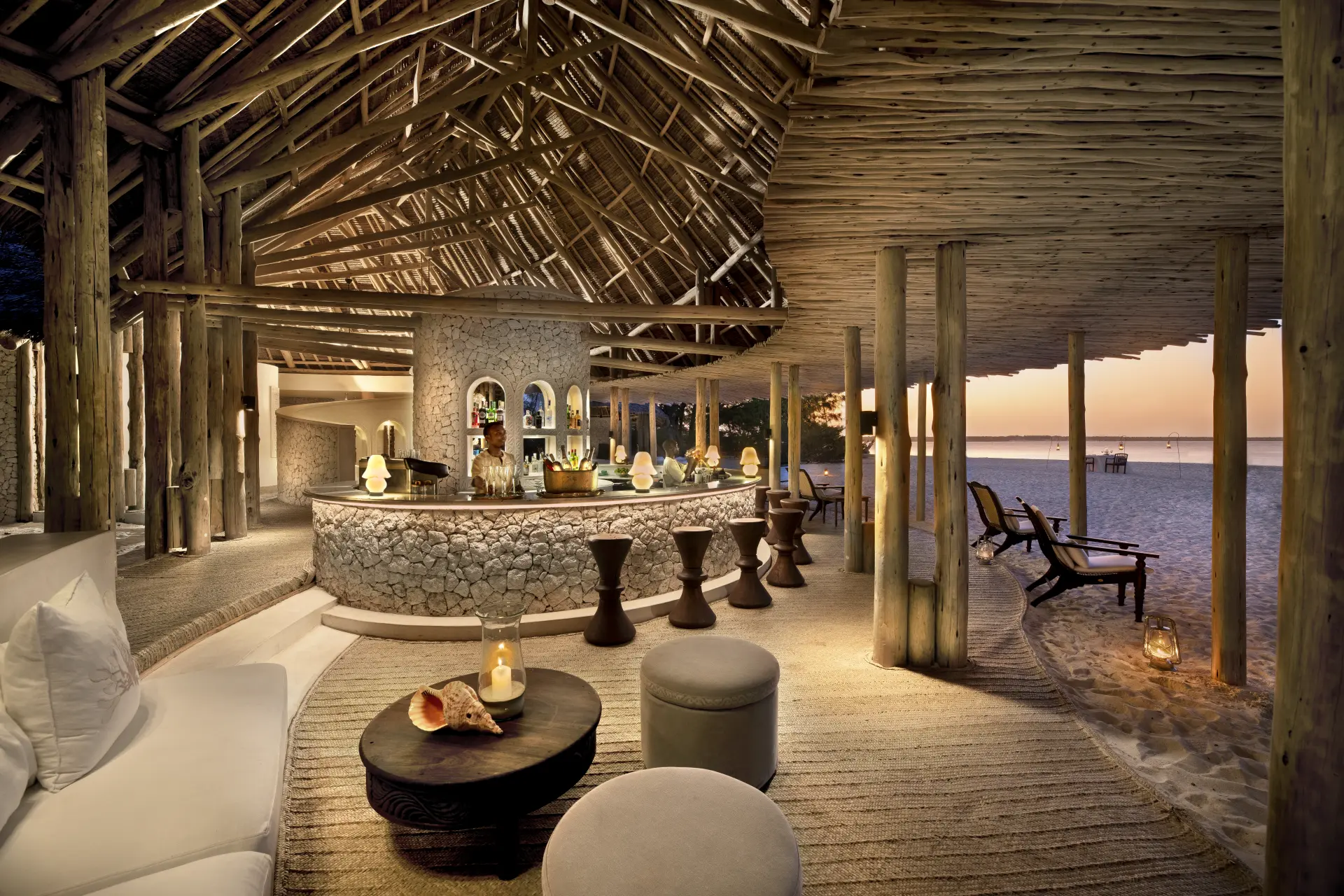 Lounge og bar på &Beyond Mnemba Island, Zanzibar