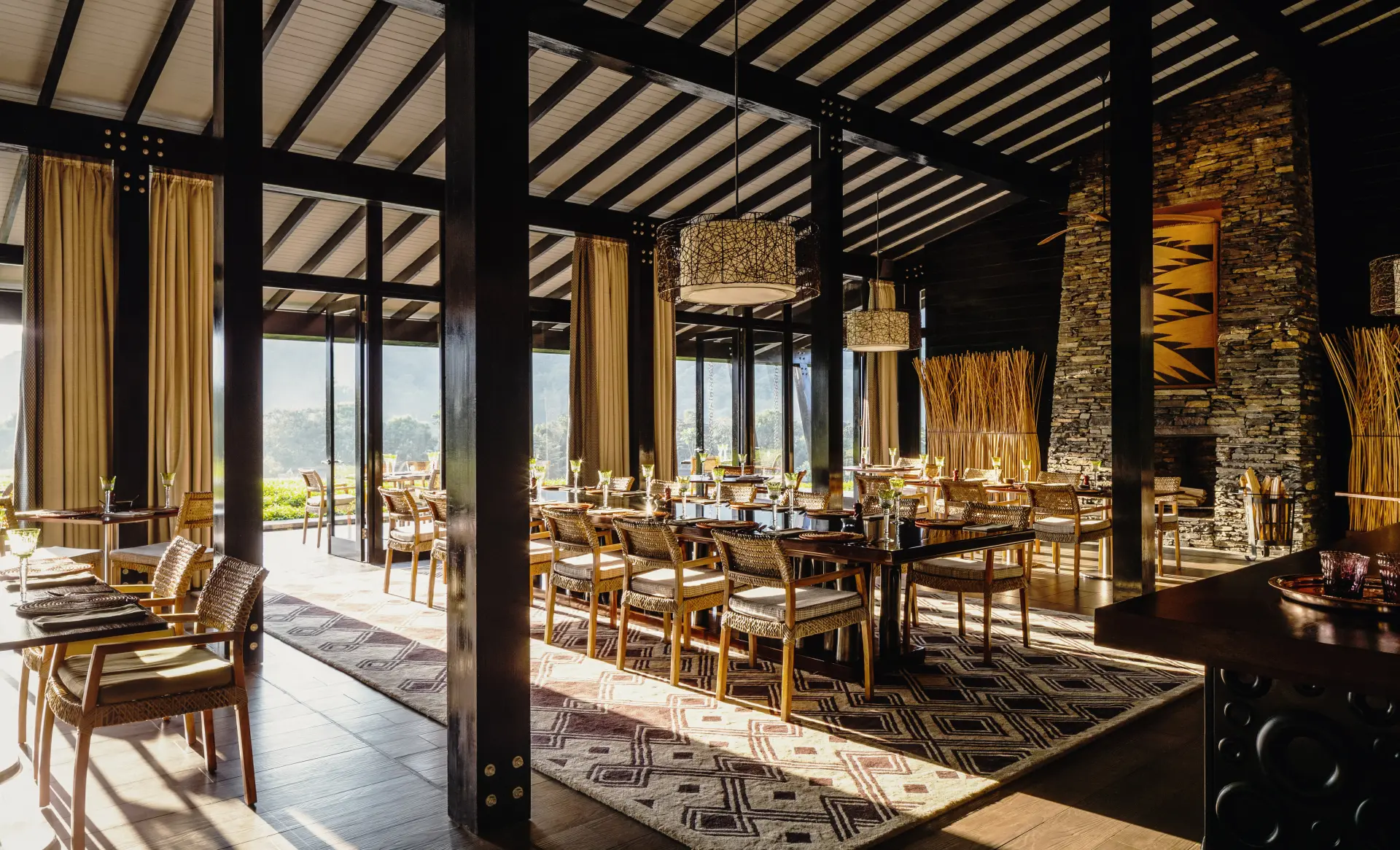 Restauranten på One&Only Nyungwe House i Rwanda, Afrika