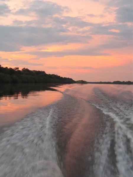 Zimbazi floden ved solnedgang i Zimbabwe, Afrika