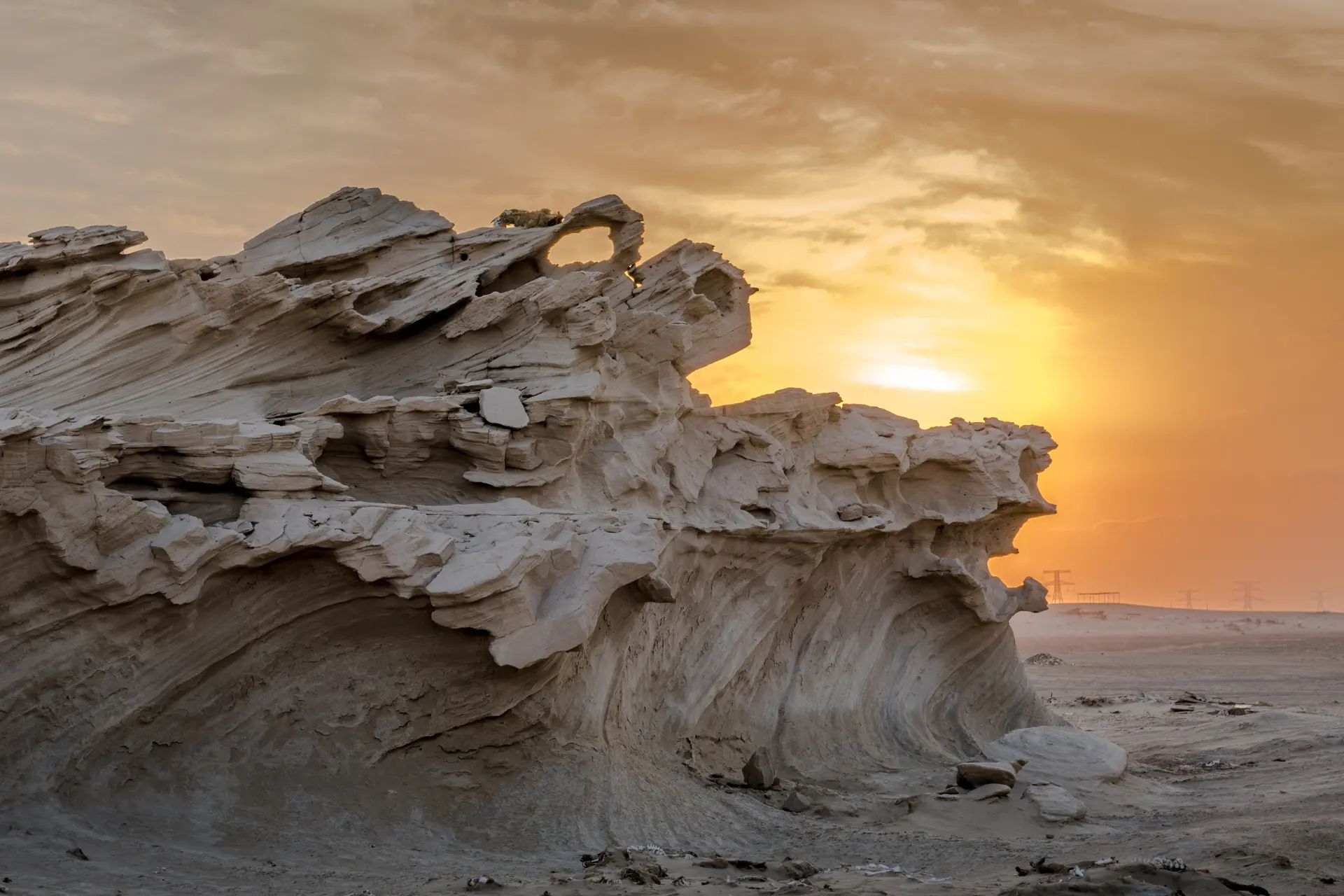 Fossile sandklitter i Al Wathba i Abu Dhabi
