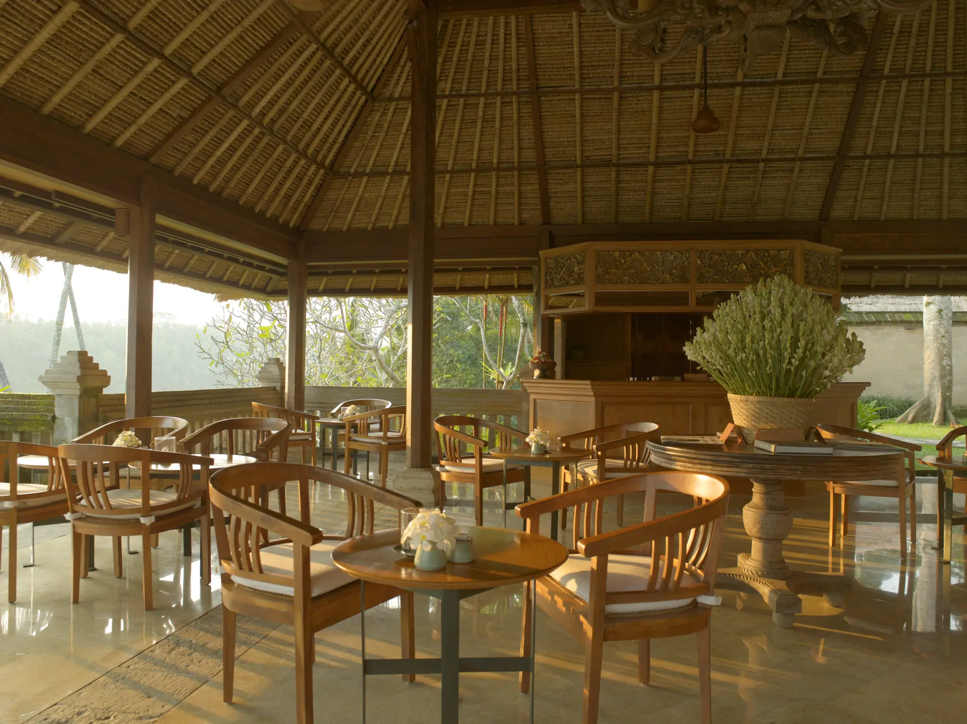 Spiseområde på Amandari på Bali i Indonesien