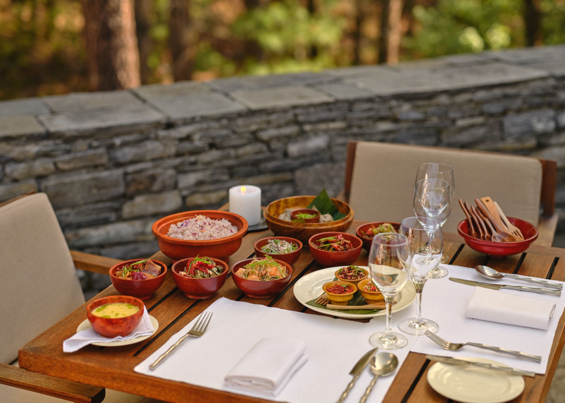 Middag på Amankora Thimphu Lodge, Bhutan