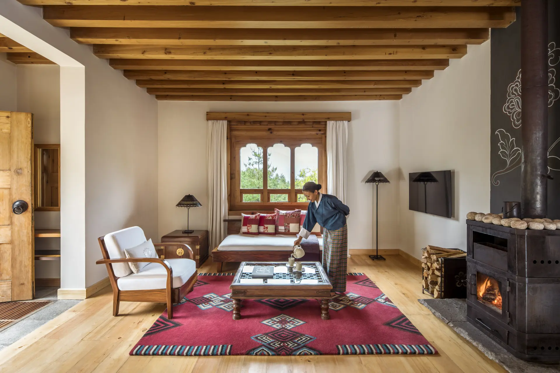 Stuen i en One Bedroom Villa på COMO Uma Paro, Bhutan