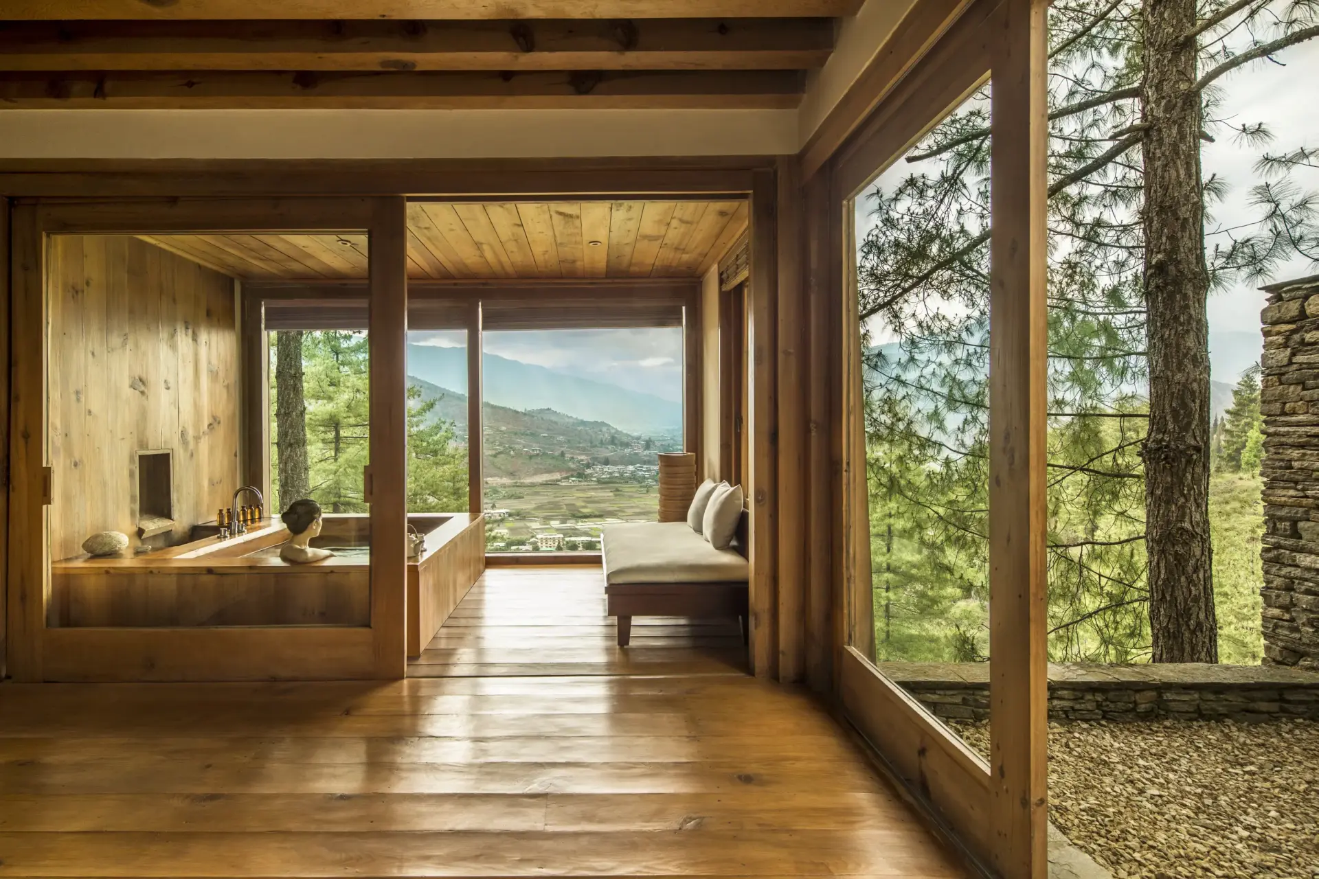 Hot stone bad i Wellness på COMO Uma Paro, Bhutan