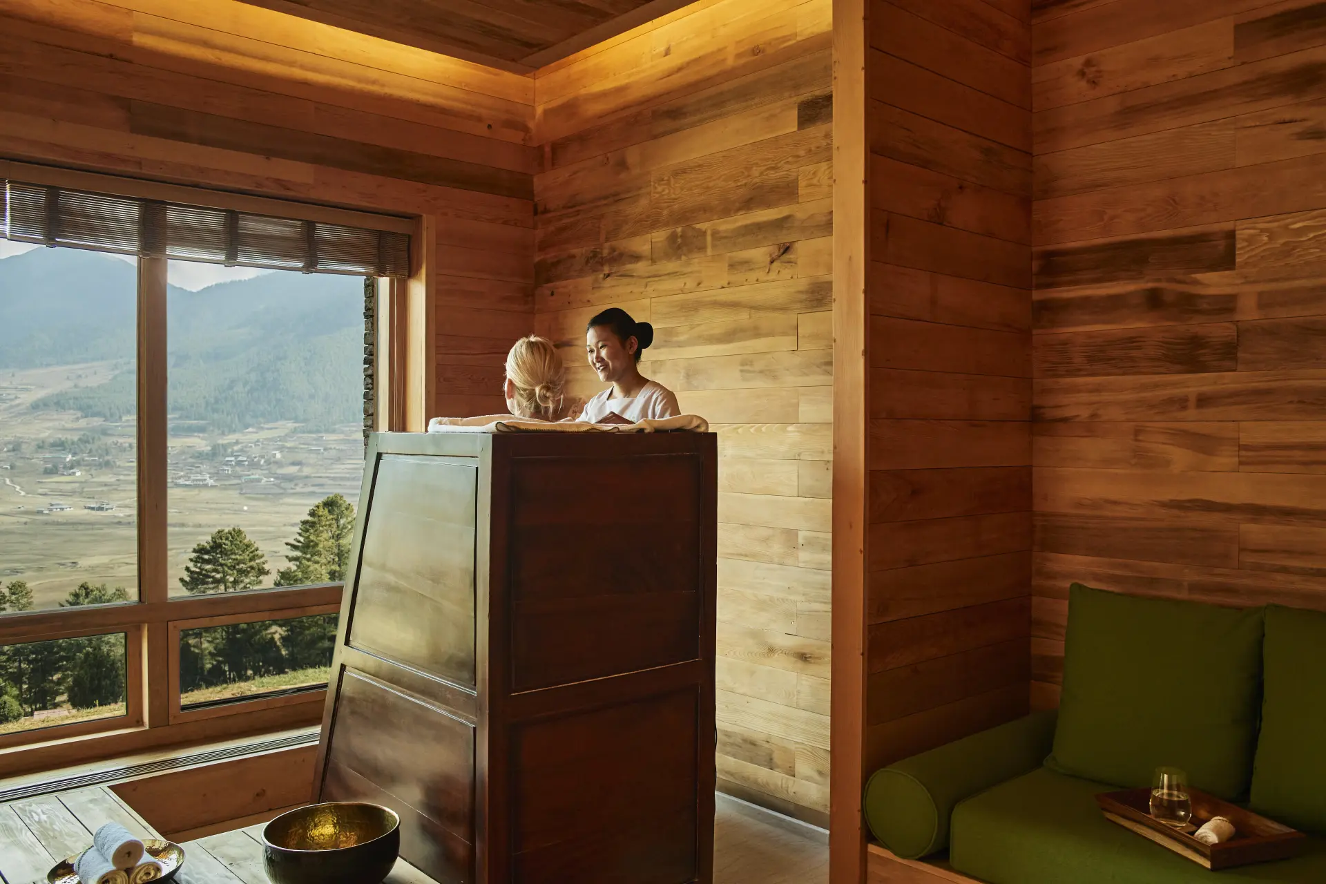Dampbad i spaen på Six Senses Gangtey, Bhutan