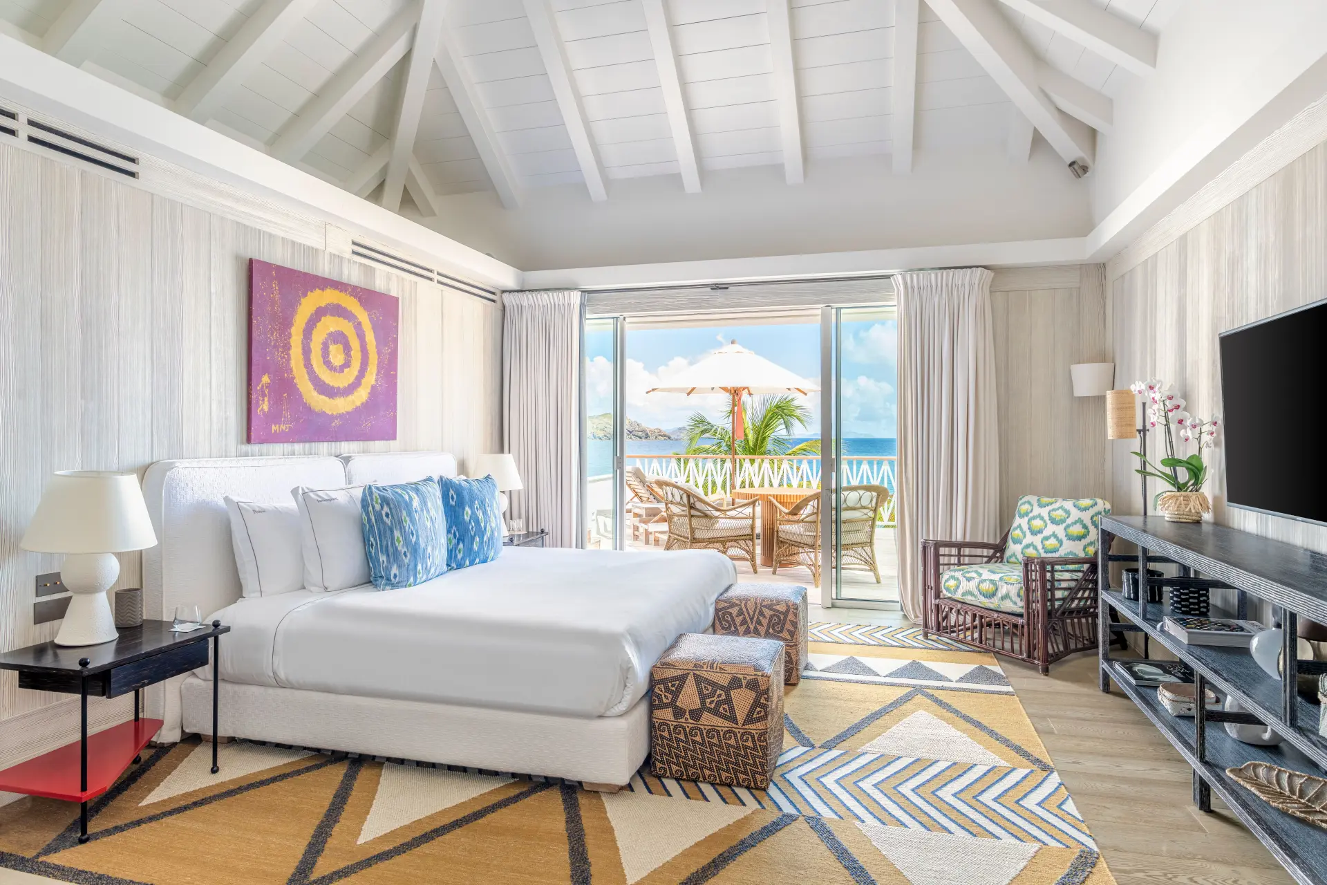Soveværelse i Villa de France på Cheval Blanc-St Barth, Caribien