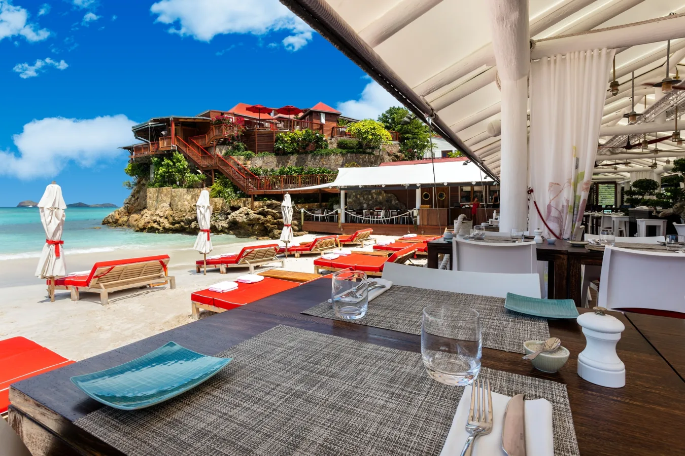 Sand Bar på Eden Rock på St. Barth i Caribien