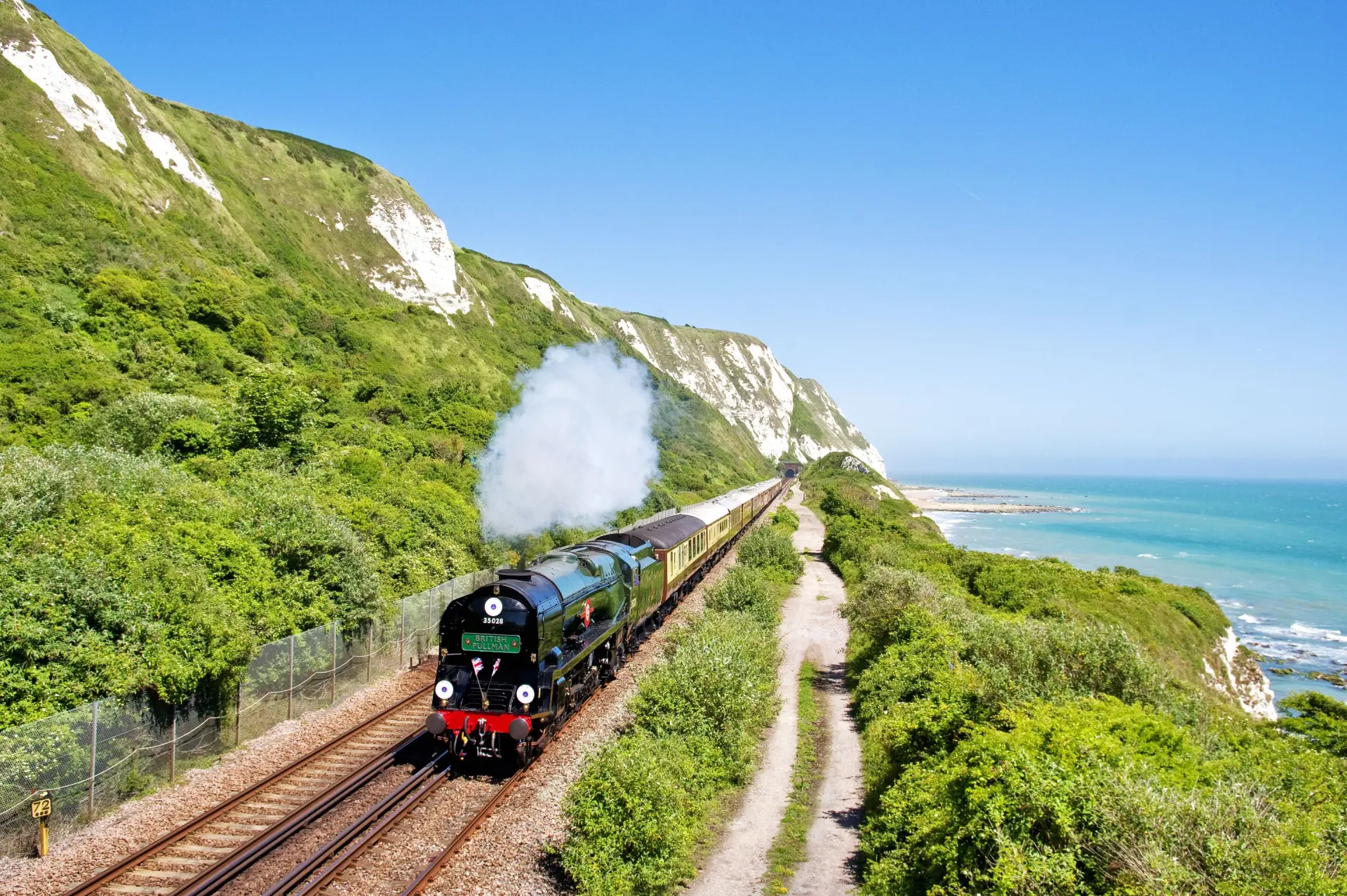Luftfoto af British Pullman, A Belmond Train, England, Togrejser