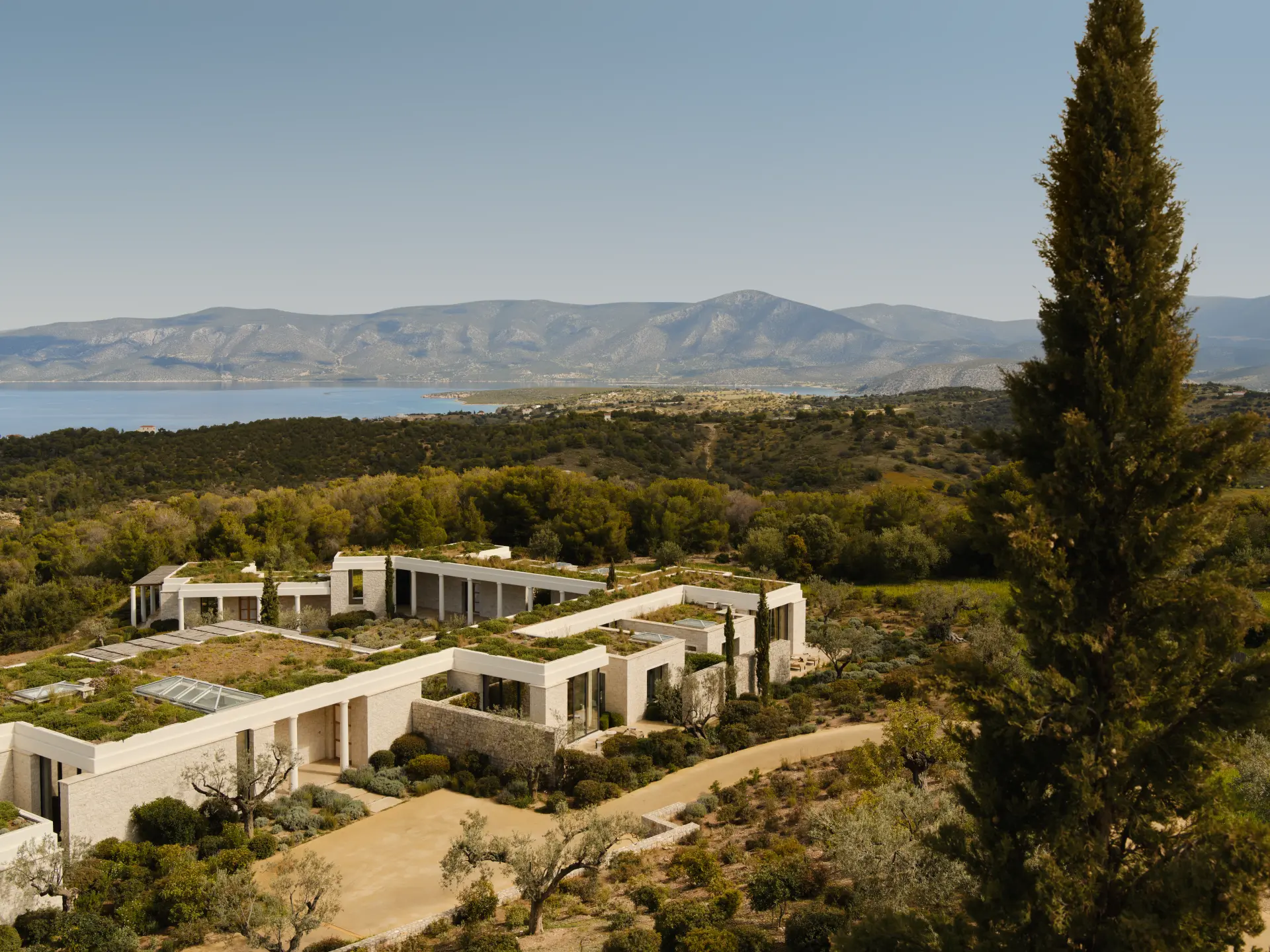 Luftfoto af Amanzoe, Grækenland