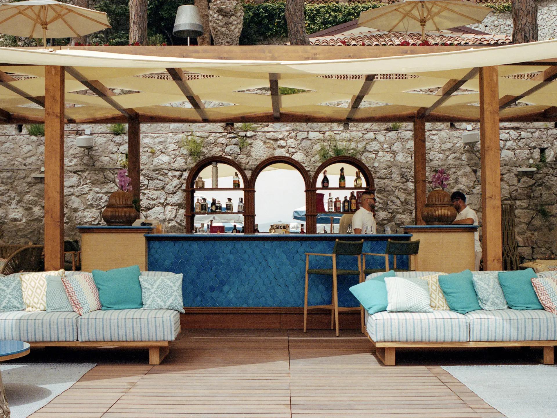 Bar og lounge på Villa Sant'Andrea, A Belmond Hotel, Italien