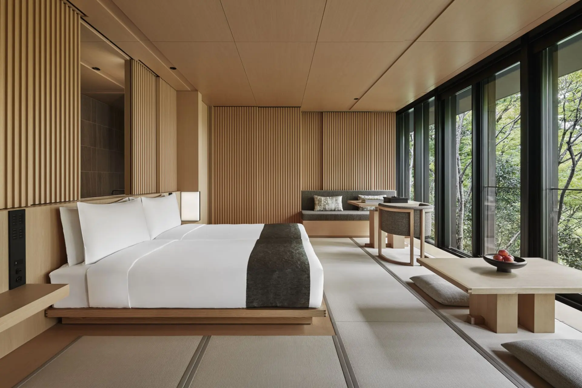 Soveværelse på Aman Kyoto i Japan