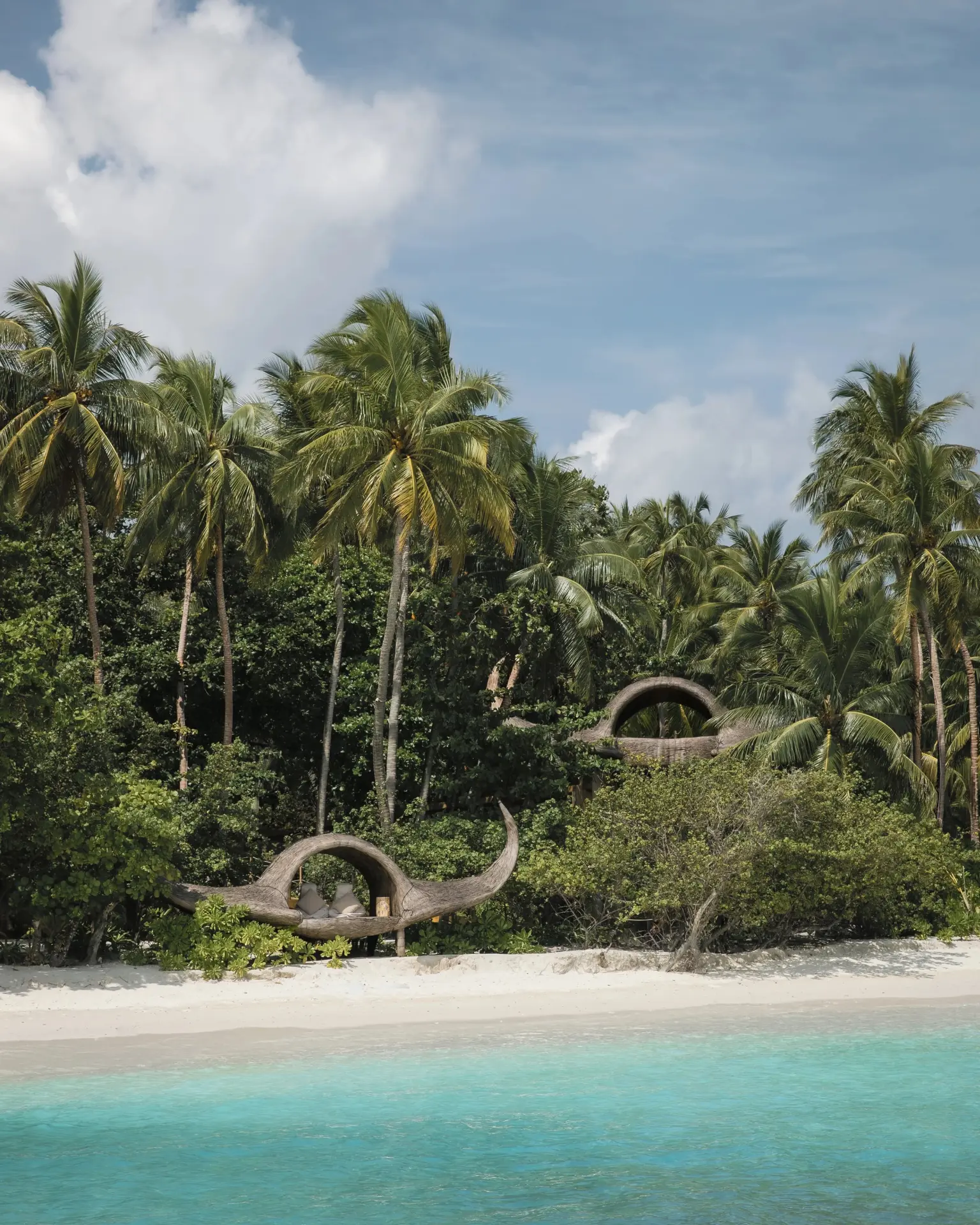 Cabanas formet som manta rays på Joali Maldives, Maldiverne