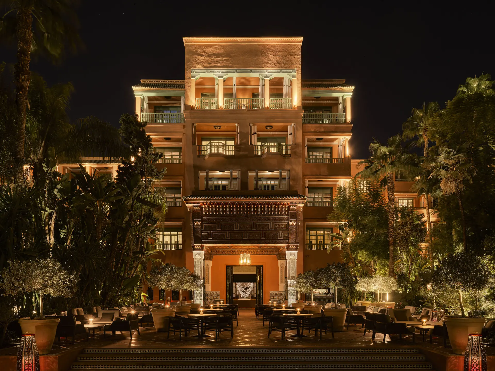 Aftenstemning på La Mamounia i Marrakech, Marokko