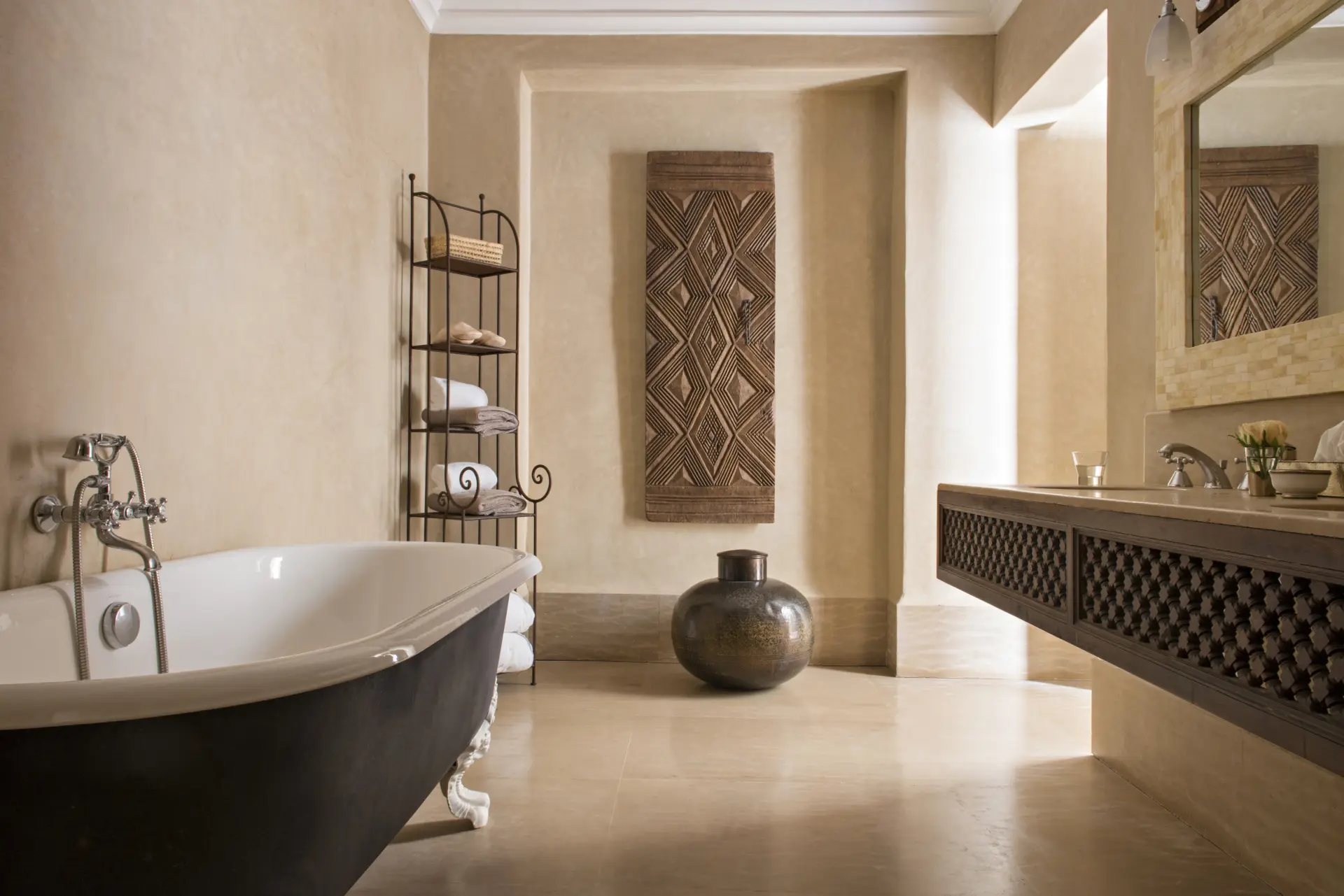 Badeværelset i en suite på Villa des Orangers, Marrakech, Marokko