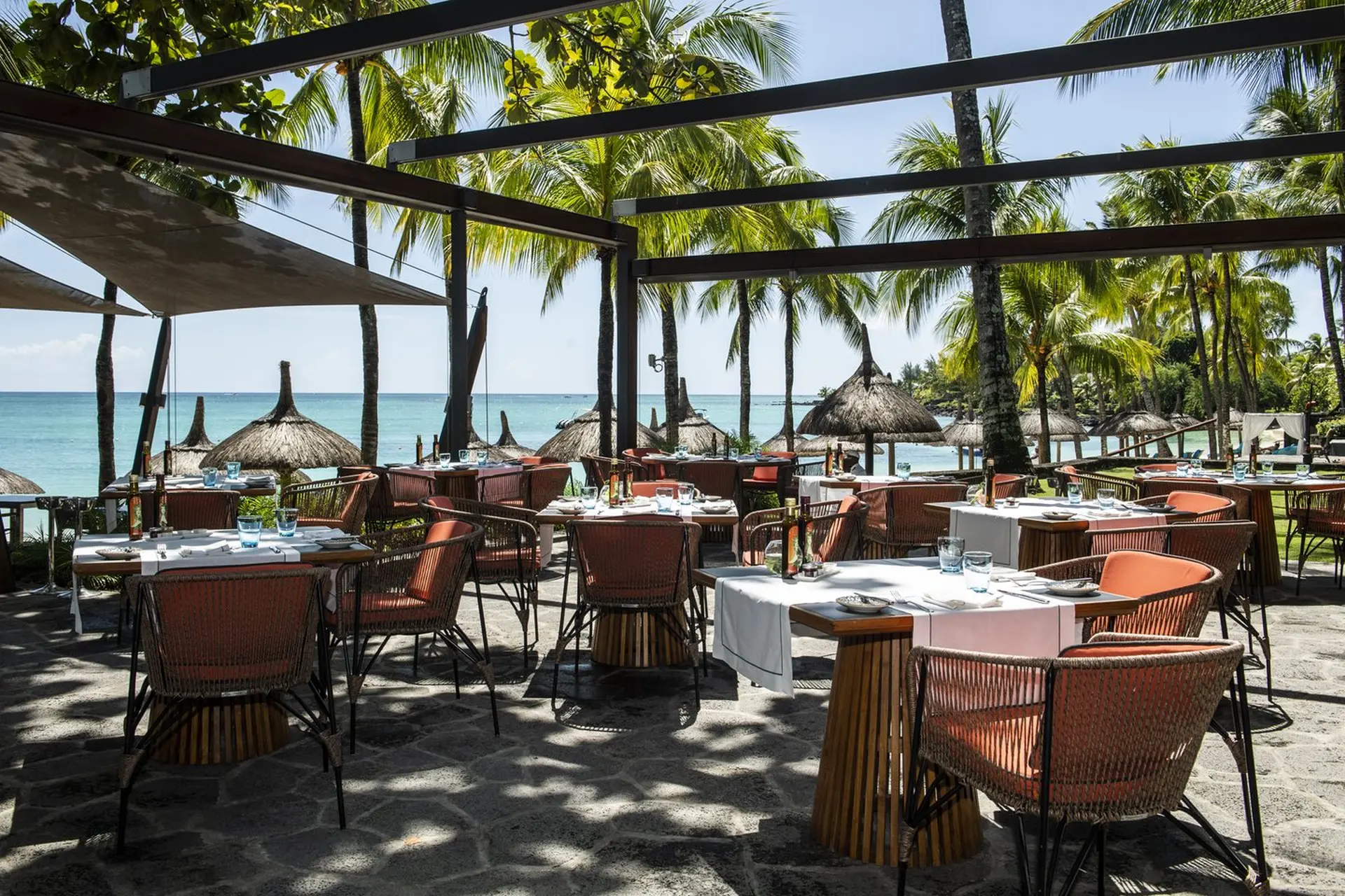 Restaurant La Plage ved stranden på Royal Palm Beachcomber Luxury, Mauritius