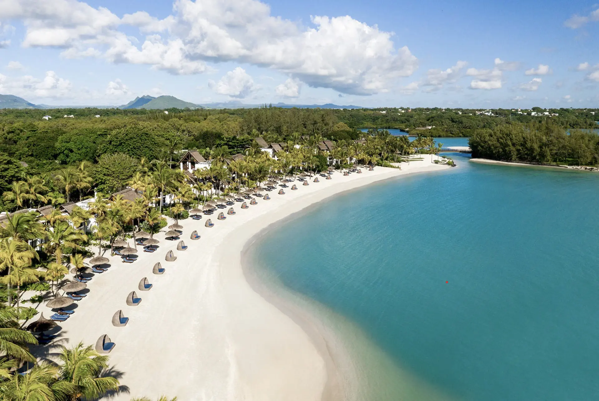Luftfoto af strand ved Shangri-La Le Touessrok, Mauritius