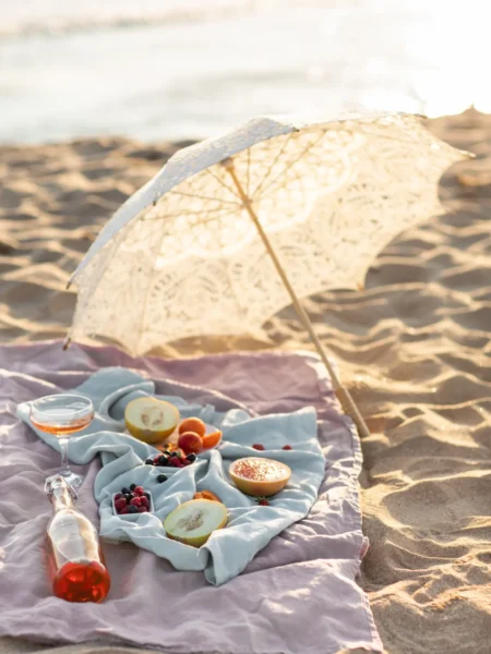 Picnic på øde strand