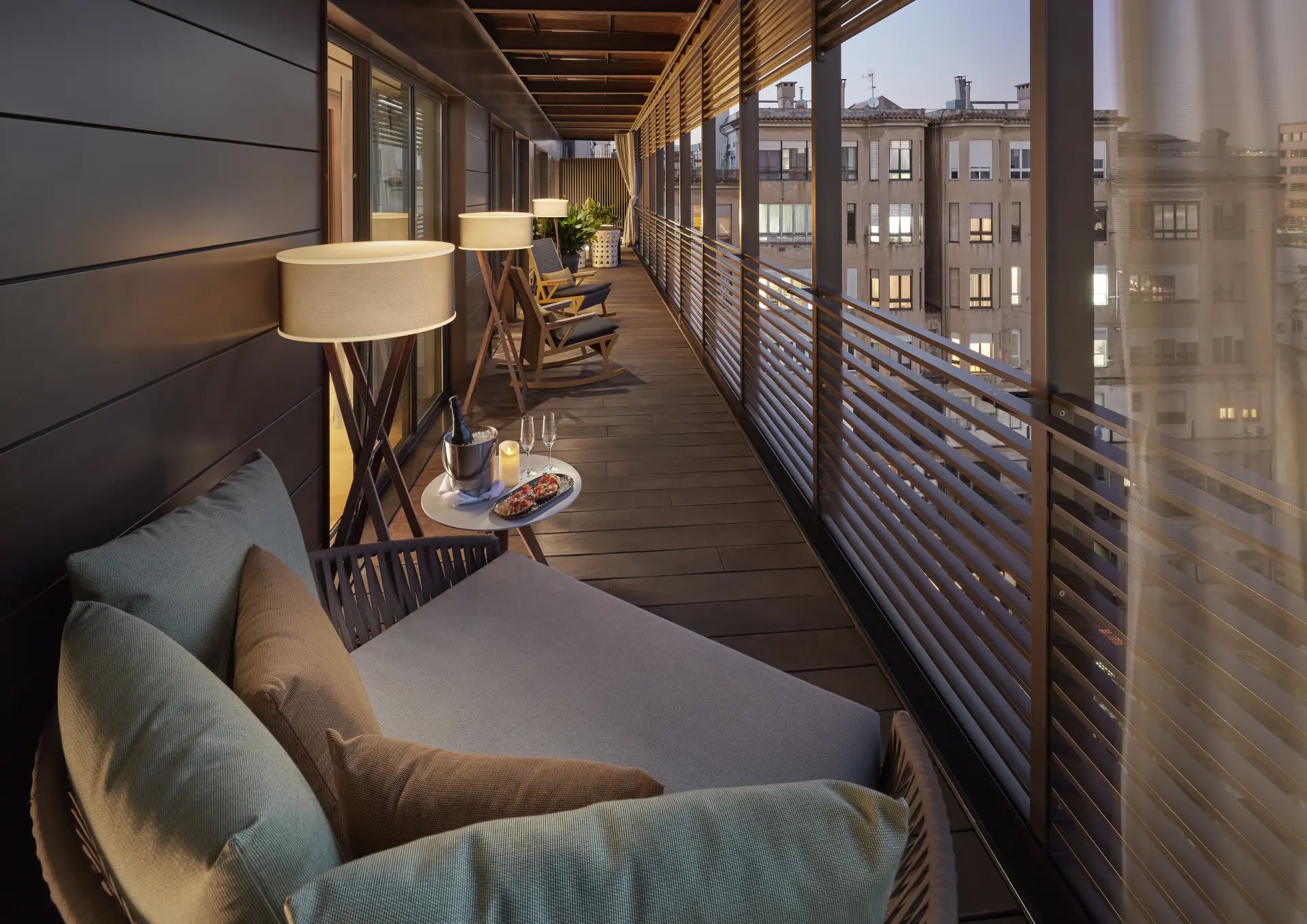 Udsigt fra terrasse på Mandarin Oriental Barcelona, Spanien