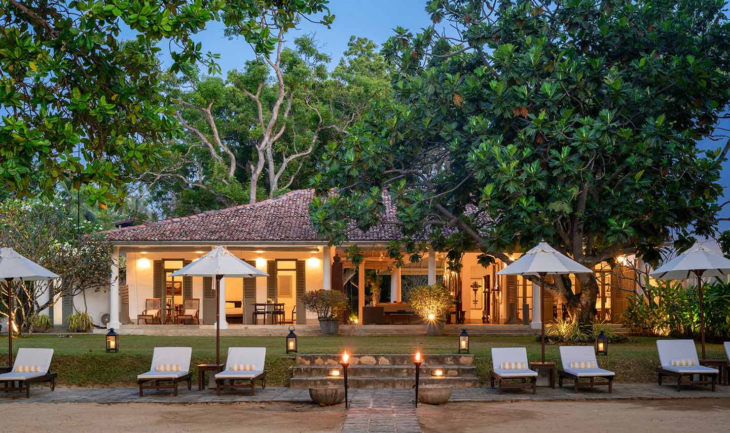 Hovedbygning på Taru Villas Marwella på Sri Lanka