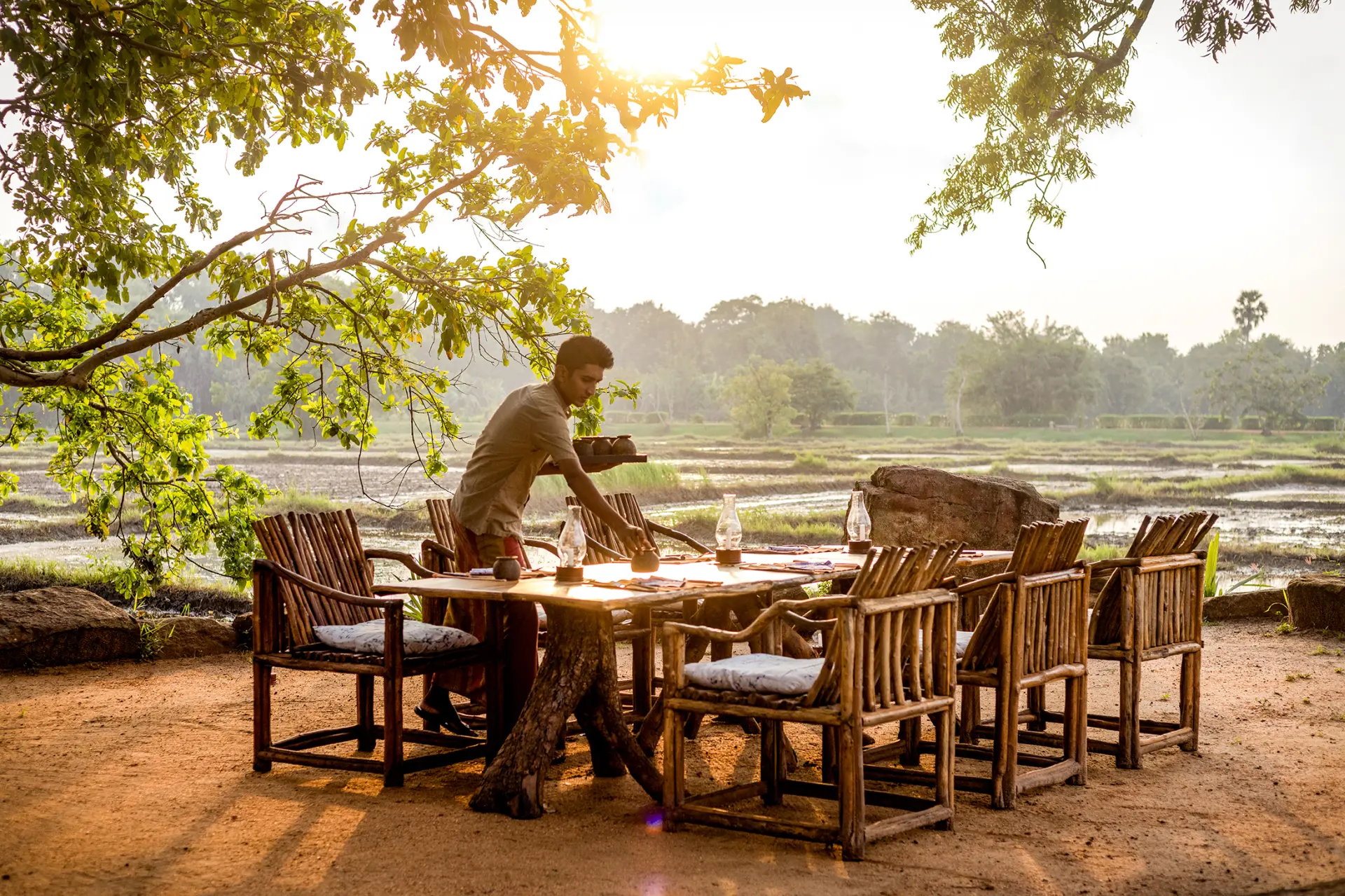 Ulagalla på Sri Lanka Udendørs dining set-up