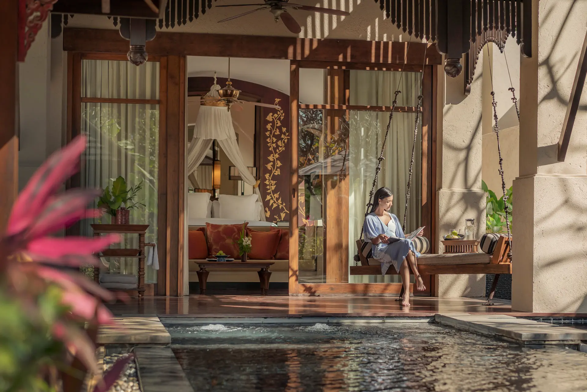 Poolvilla med hængekøje på Four Seasons Chang Mai i Thailand