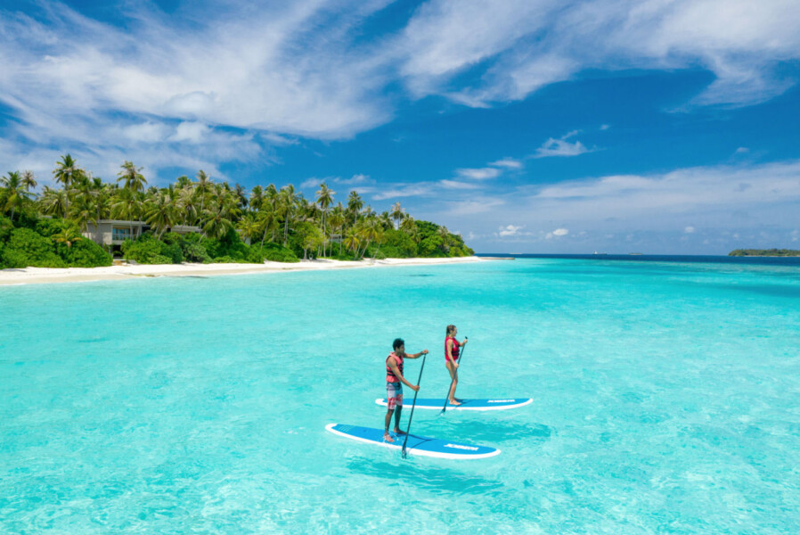Paddleboard på Amilla Maldives på Maldiverne