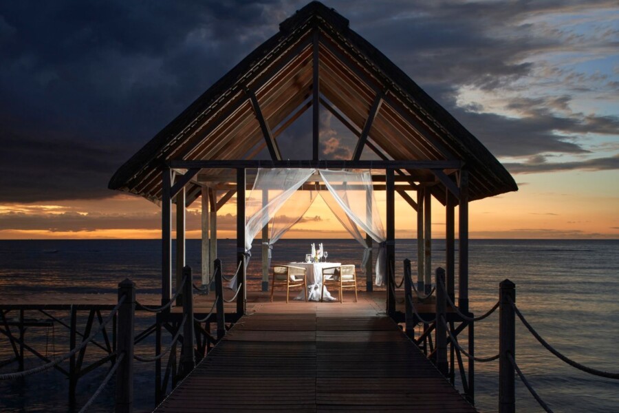 Middag på privat jetty på Le Meridien Ile Maurice på Mauritius