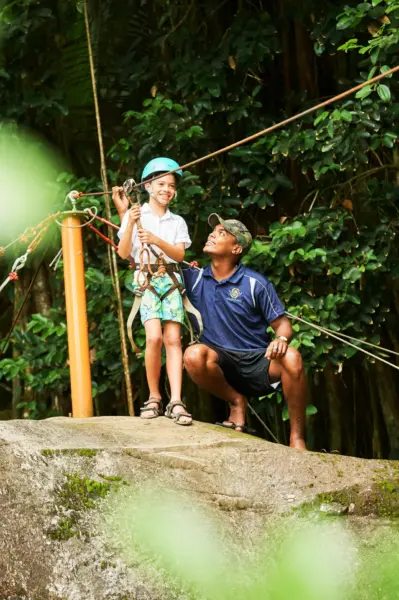 Zipline på Constance Ephelia på Seychellerne