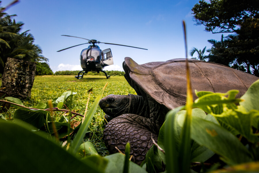 Helikopter tur på Hilton Seychelles Labriz Resort & Spa på Seychellerne