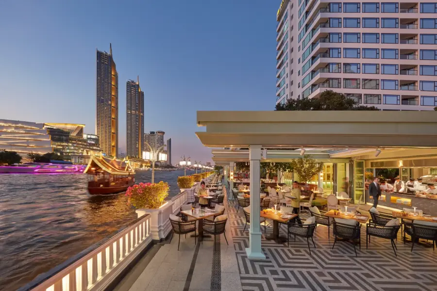 Riverside terrace på Mandarin Oriental Bangkok i Thailand