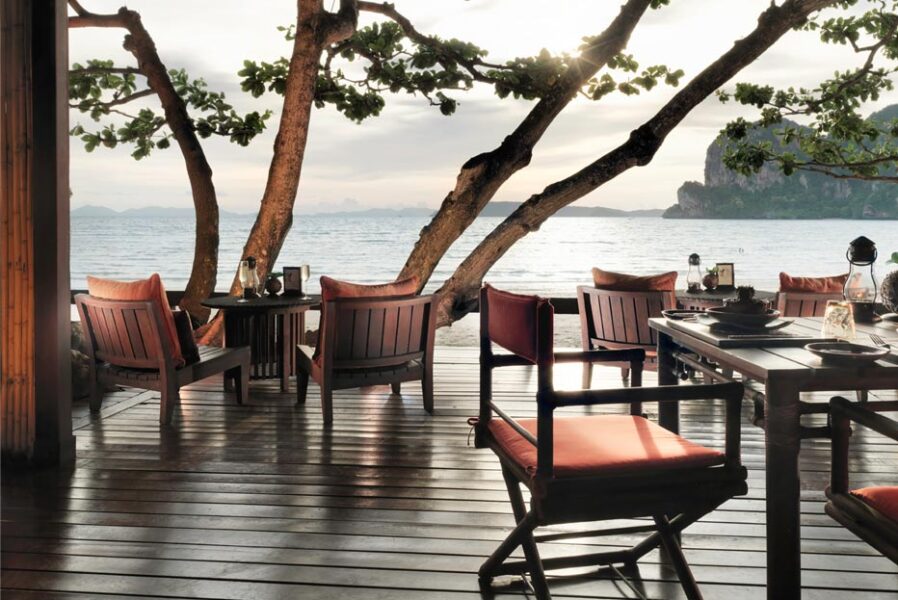 Raitalay terrace på Rayavadee i Thailand