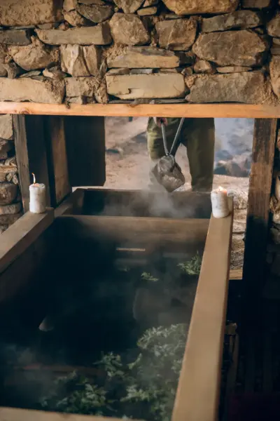 Hot stone Bath, Amankora Gangtey, Bhutan