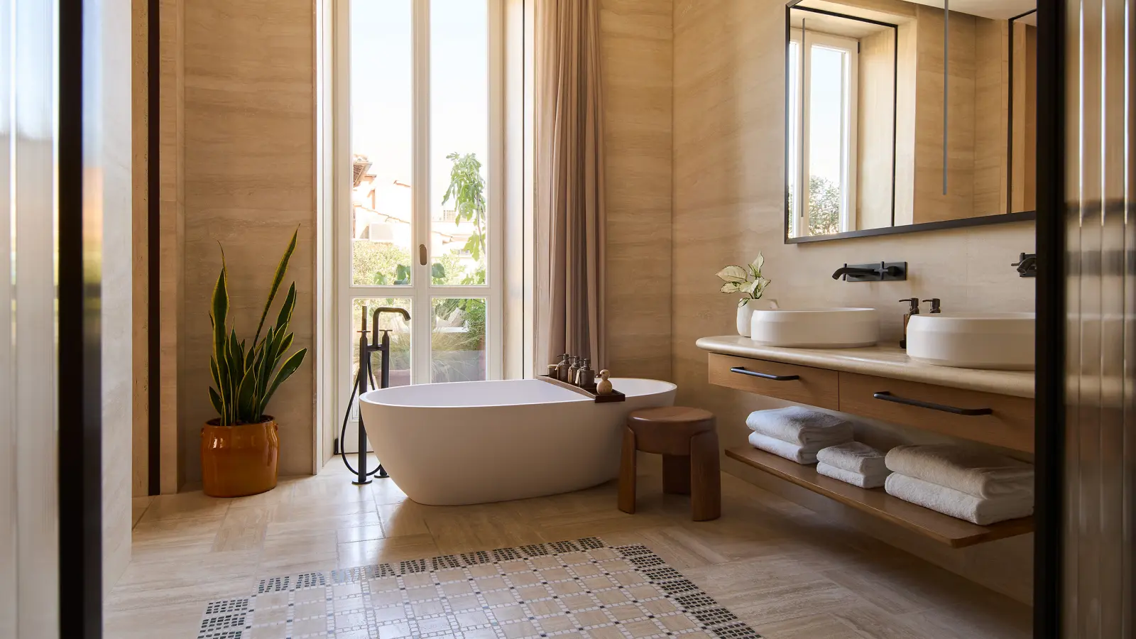 Rome-Terrace Junior Suites badeværelse på Six Senses Rome i Rom, Italien