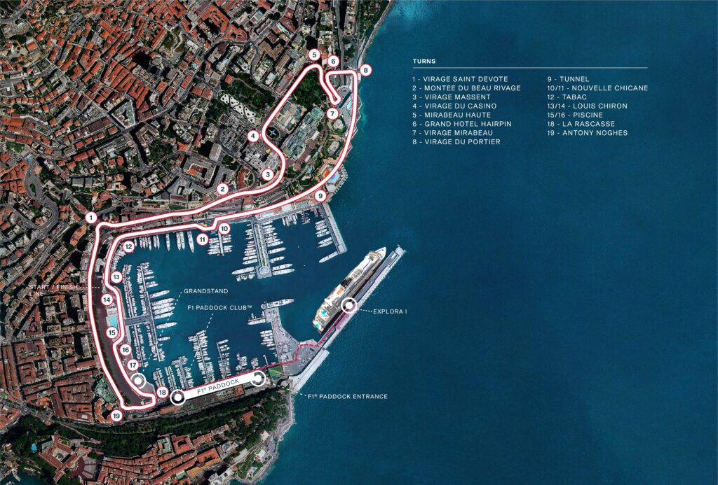 Her ligger Explora Journeys skibet under Monte Carlo til Formel 1-løb