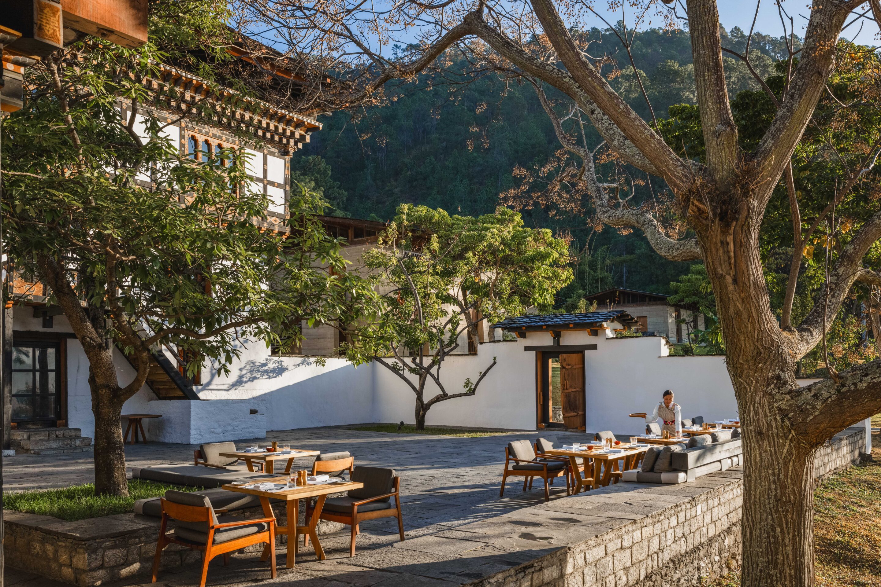 Gårdhave i Farmhouse på Amankora Punakha, Bhutan