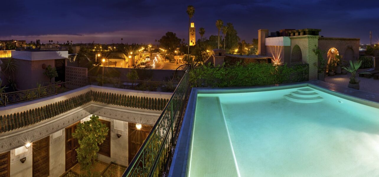 Pool på tagterrassen på Villa des Orangers, Marrakech, Marokko