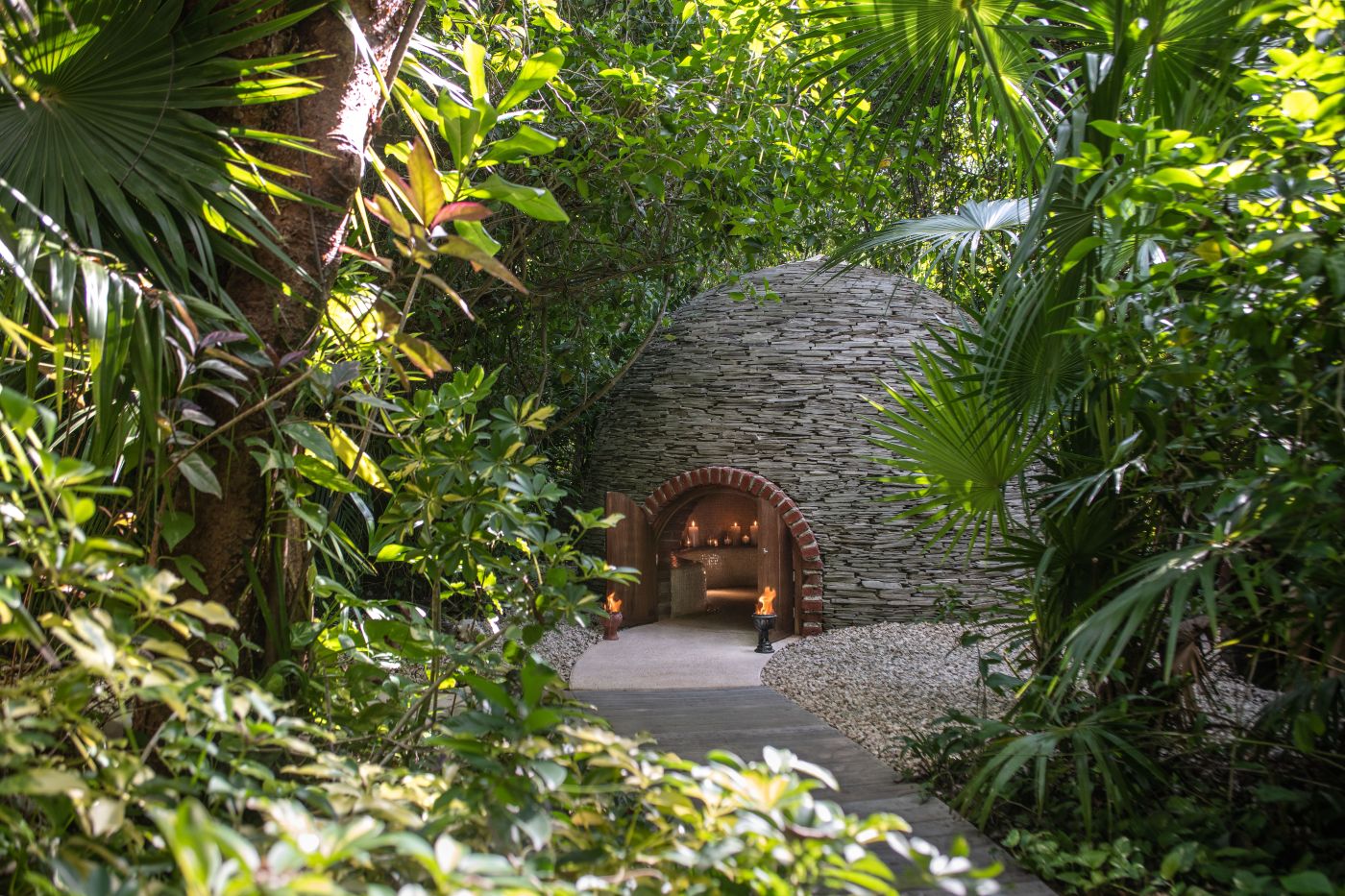 Temazcal i Sense Spa på Rosewood Mayakoba, Mexico