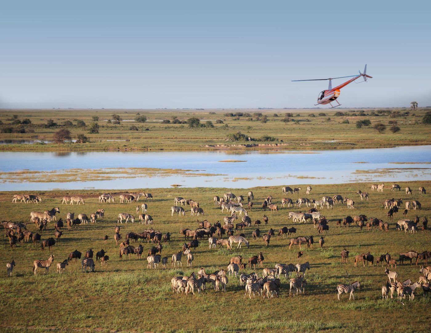 Oplev naturen fra en helikopter, San Camp, Botswana
