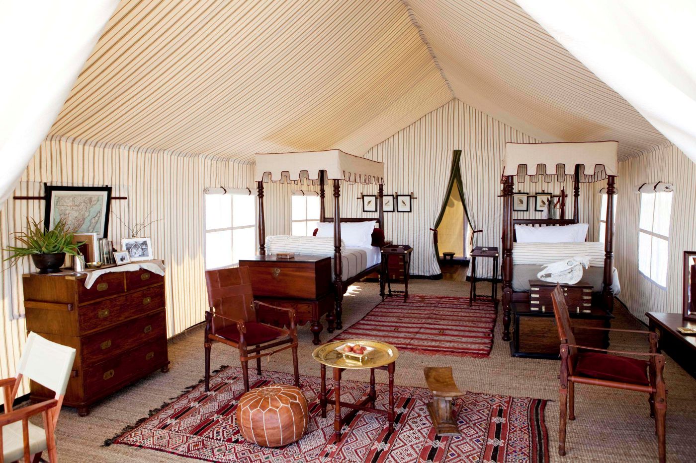 Telt med to senge, San Camp, Botswana