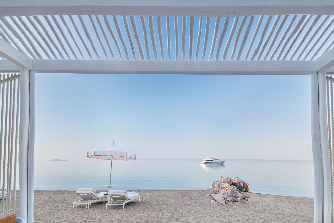Morgen på stranden ved The Danai, Halkidiki, Grækenland