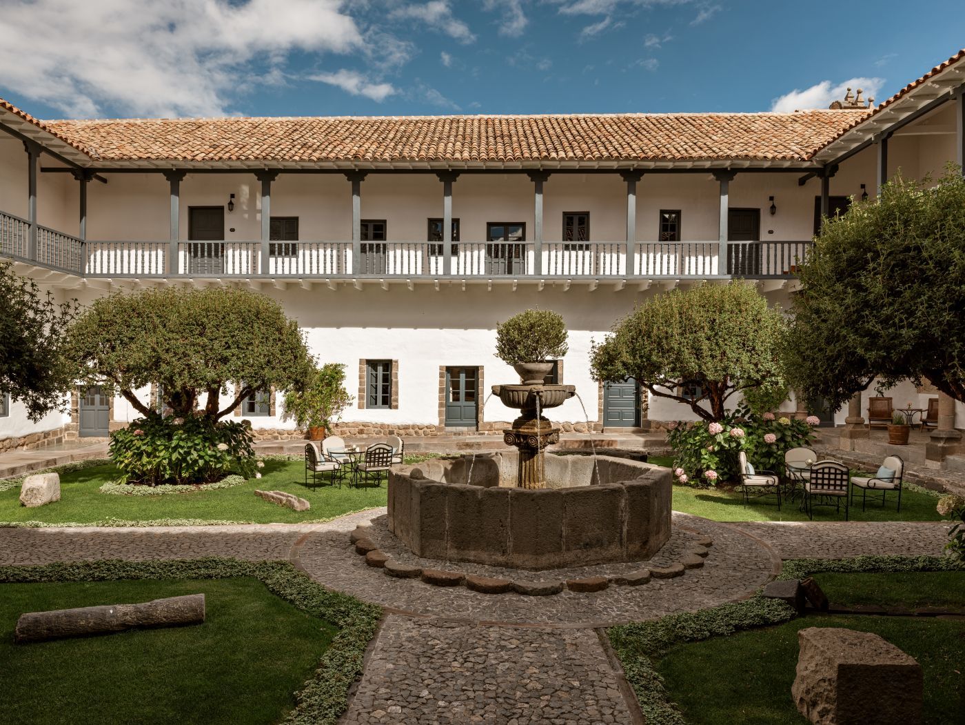 Fontaine i haven, Palacio Nazarenas, A Belmond Hotel, Peru