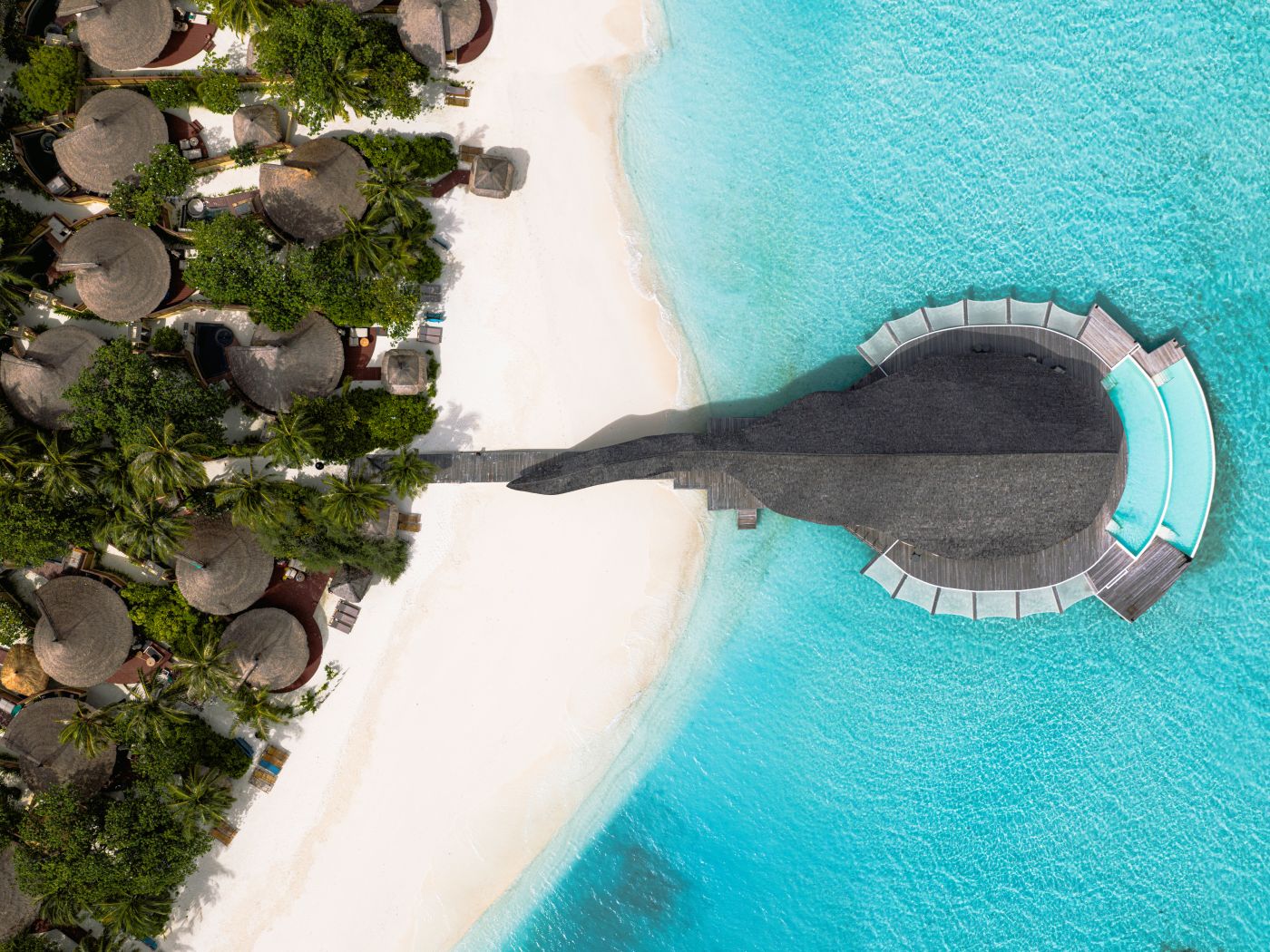 Maldiverne, Banyan Tree Vabbinfaru, Madi Hyaa, restaurant, drone billede