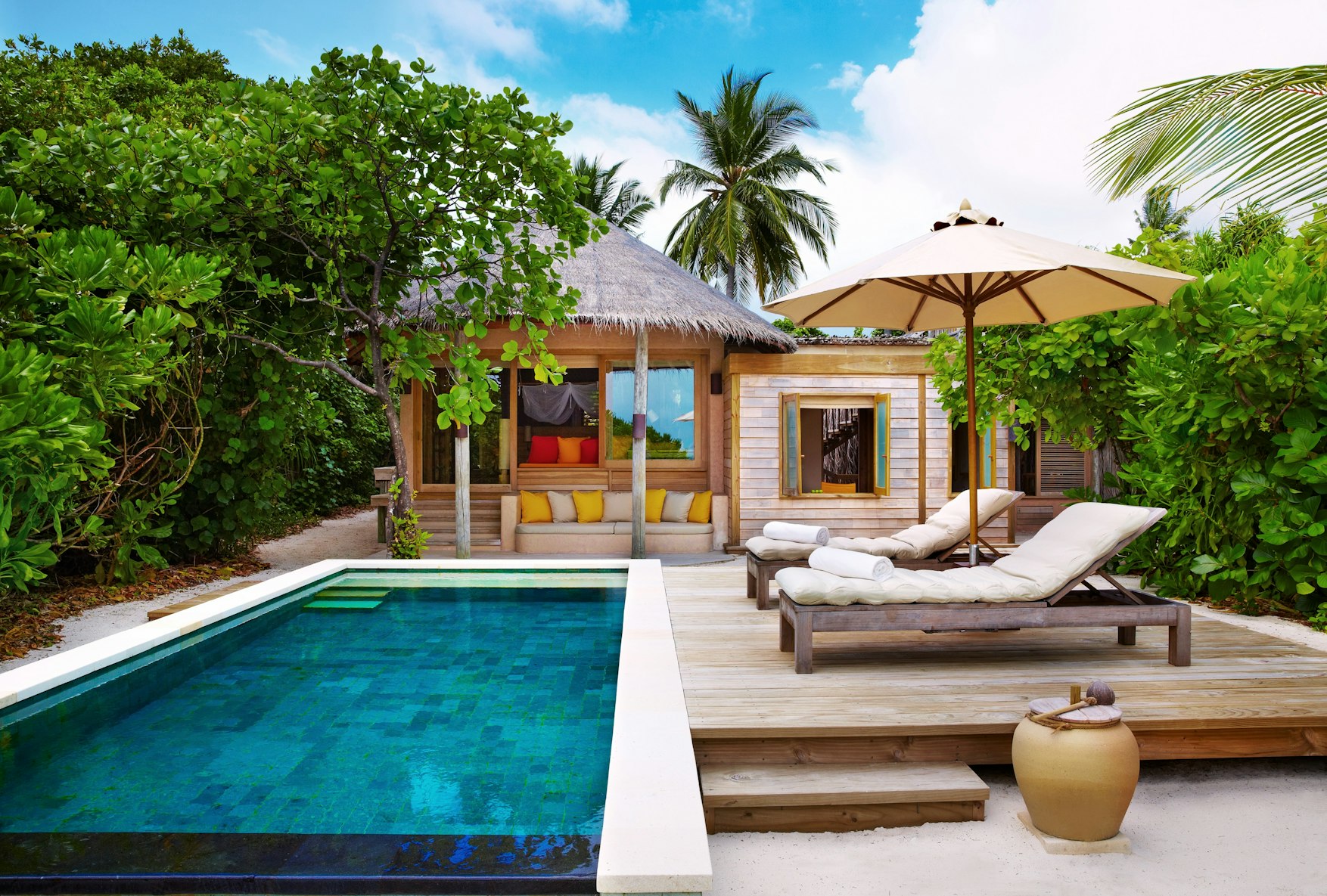 Maldiverne, Six Senses Laamu,Family Beach Villa med pool