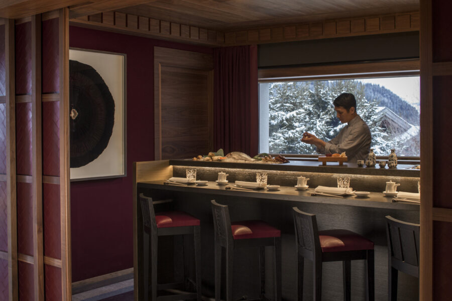 Sushibar på Restaurant Kaito, Four Seasons Megève, Frankrig